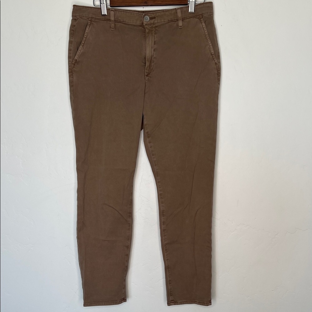 AG Adriano Goldschmied Brown Slim Straight Trousers